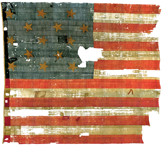 Photograph of the original Star-Spangled Banner Flag.