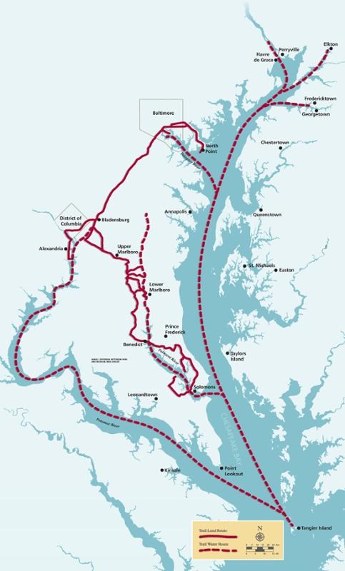A map of the Star-Spangled Banner National Historic Trail