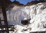 mine opening and wooden structure