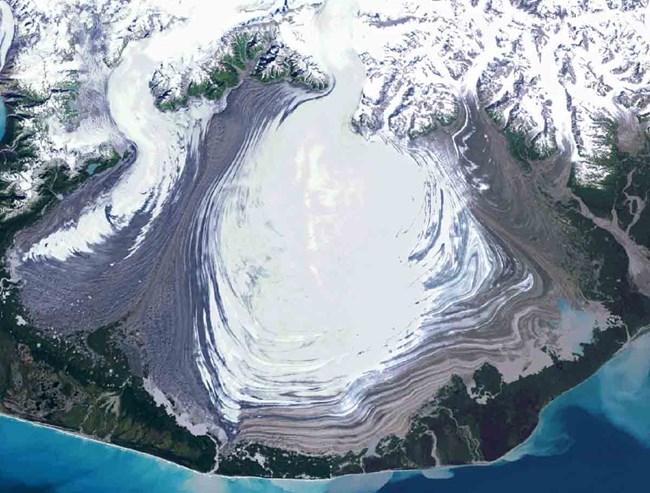 Aerial imagery of Malaspina Glacier.