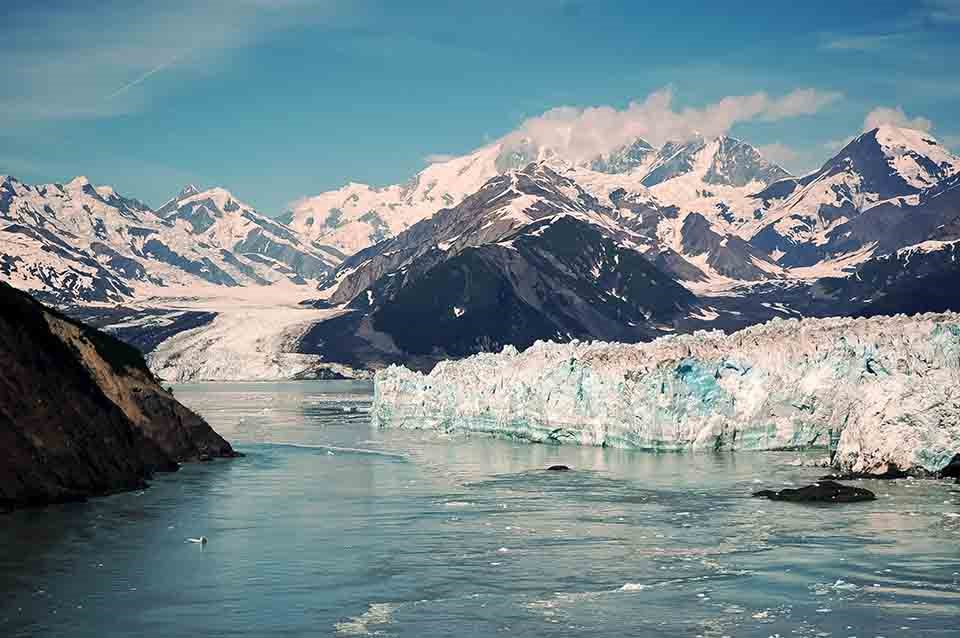 A glacier meets the sea