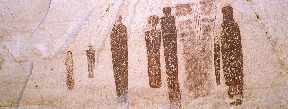 Great Gallery wall paintings of people at Canyonlands National Park.