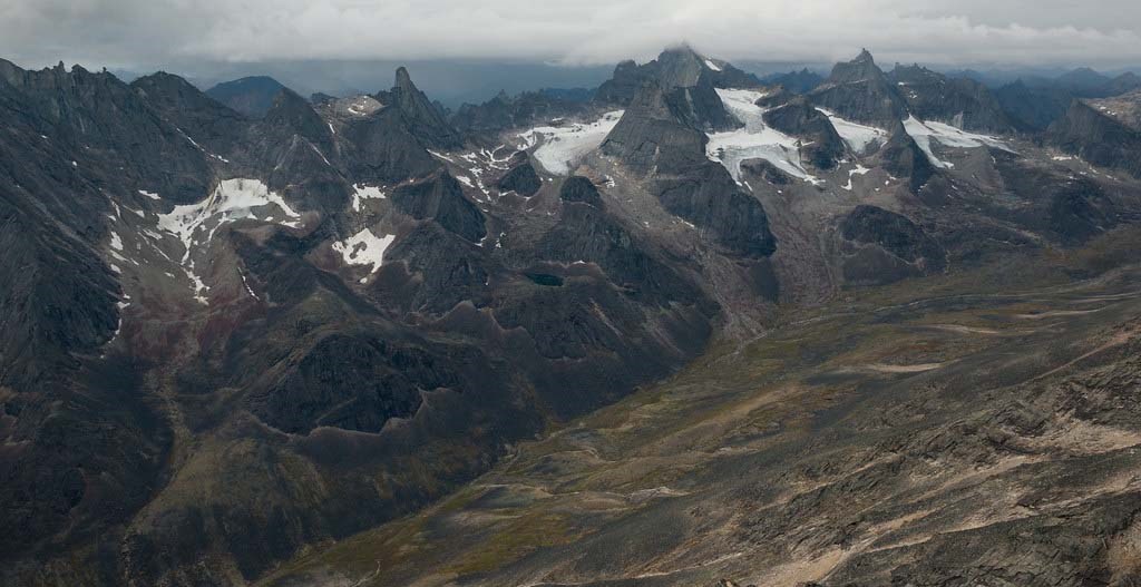 Jagged peaks and hanging glaciers in the Brooks Range.