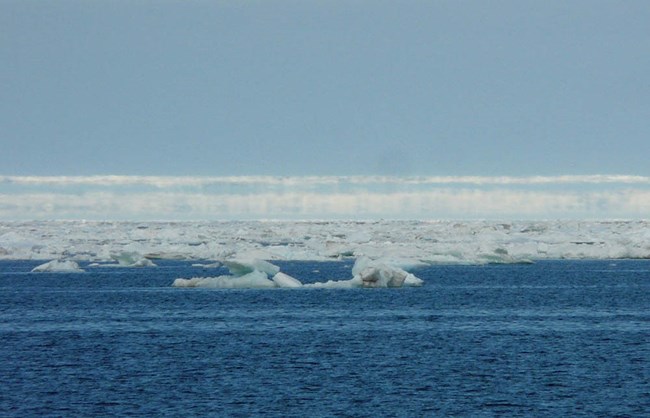 Open water and sea ice on the Beaufort Sea.