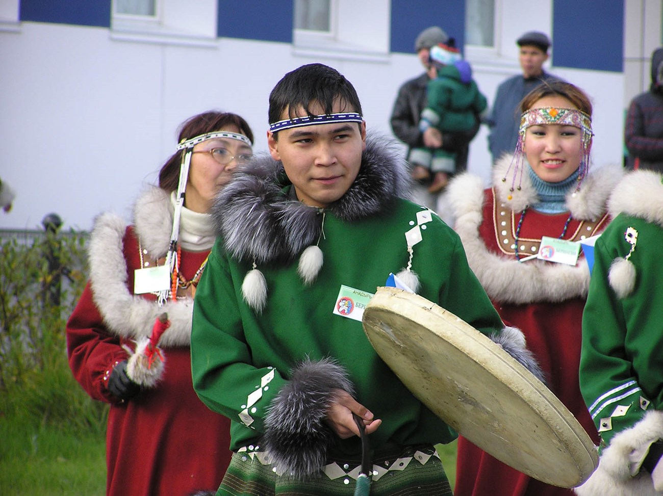 Indigenous dancers in traditional dress.