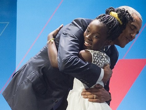 Mikaila hugging President Obama
