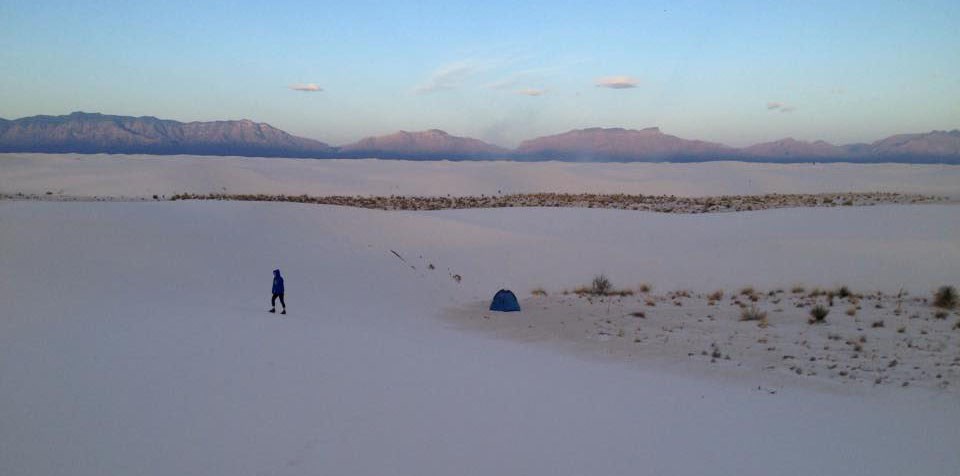Sarah in the distance at White Sands National Monument in New Mexico