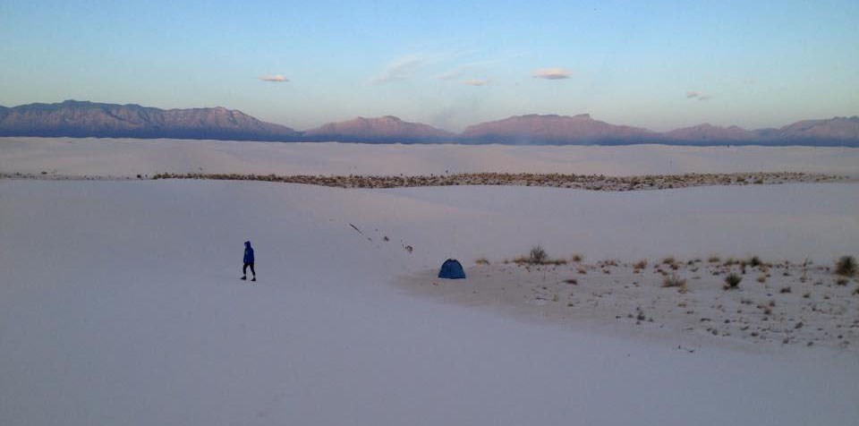 campingwith-s.sp Sarah in the distance at White Sands National Monument in New Mexico