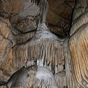 Example of formations in a solution cave at Crystal Cave in Sequoia National Park, California. Example of formations in a solution cave at Crystal Cave in Sequoia National Park, California.