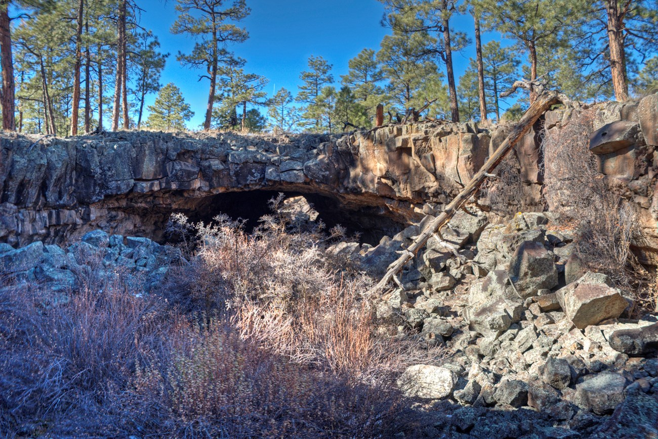 rocky entrance to a lava tube