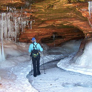 Icicles adorn a sea cave along Apostle Islands National Lakeshore, Wisconsin.