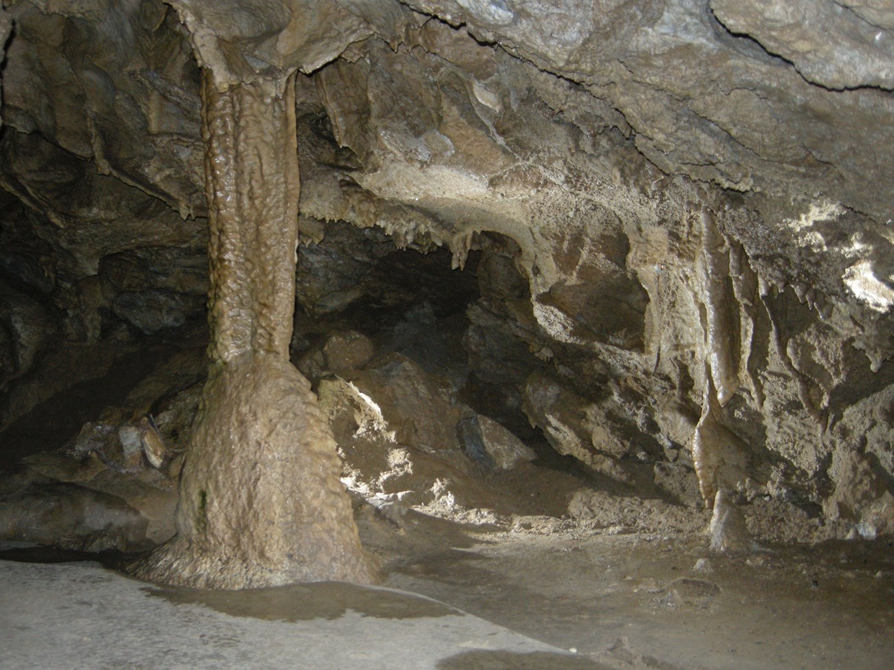 mineral column inside a cave