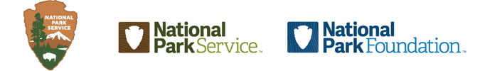 Three logos that are part of the National Park Service brand family