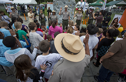 Junior Rangers participate in an event at the National Mall.