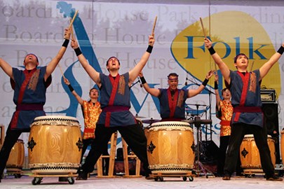 Taiko Dojo performers at Lowell Folk Festival. Credit Jen Myers