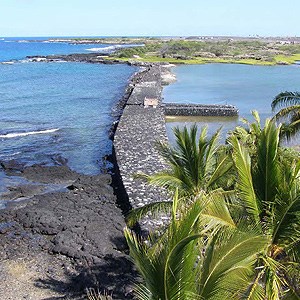 Fish pond wall along Hawaiian coast Fish pond wall along Hawaiian coast