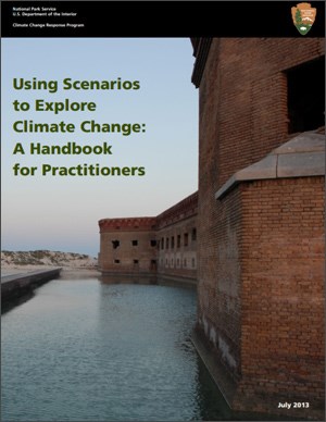 Cover of scenario planning handbook: photo shows a red brick fort is surrounded by water