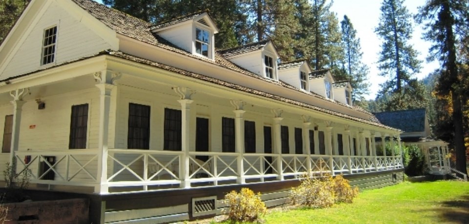 row of yellow cottages