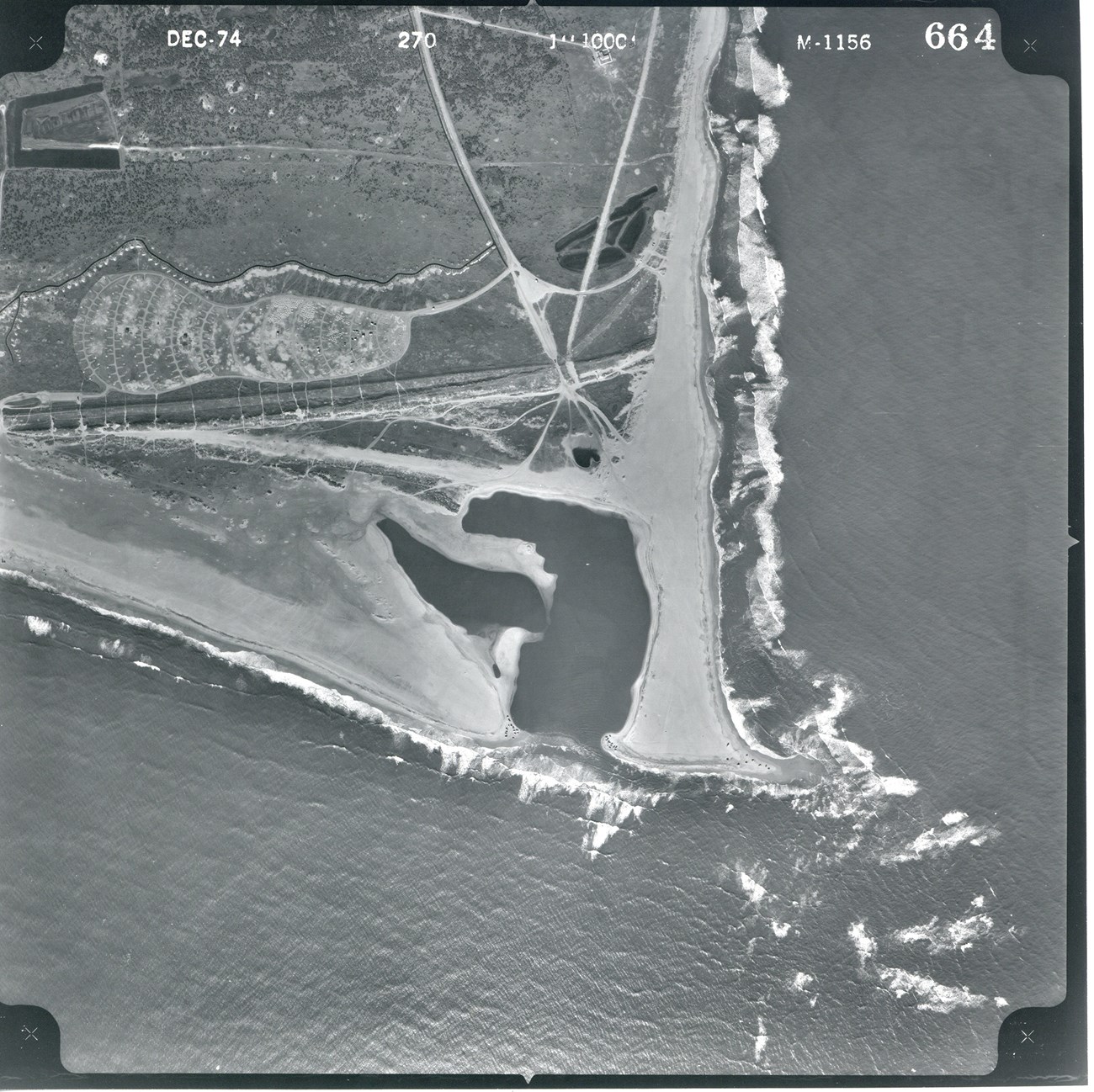 Aerial photograph of eroding coastline at Cape Hatteras