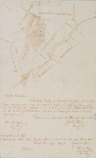 Drawn map and description of property