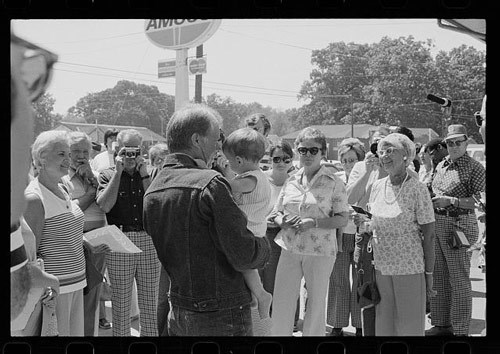 Jimmy Carter with campaign supporters in Plains, Georgia.