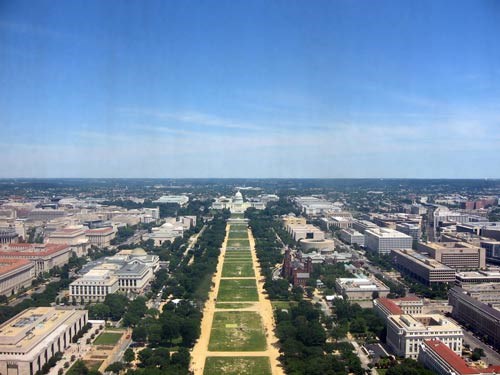 Aerial of National Mall toward Capitol