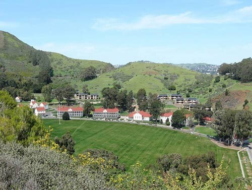 View overlooking the rehabilitated turf of the Fort Baker