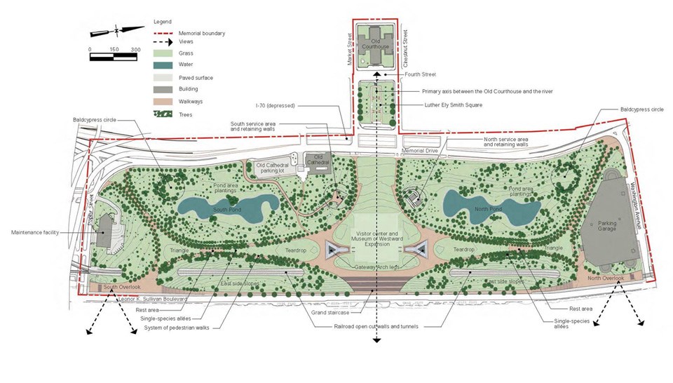 Existing conditions site plan for Jefferson National Expansion Memorial CLR