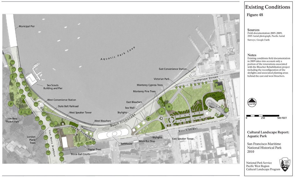 Site plan from the CLR shows current conditions at Aquatic Park.