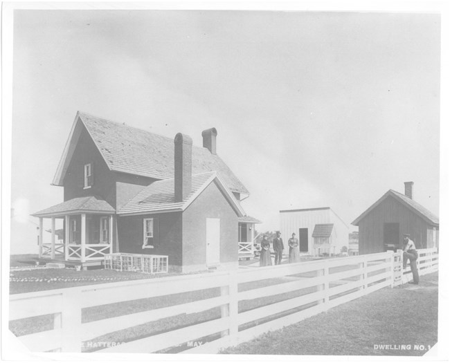 Picket fence around the Principal Keeper's Quarters at Cape Hatteras in 1893