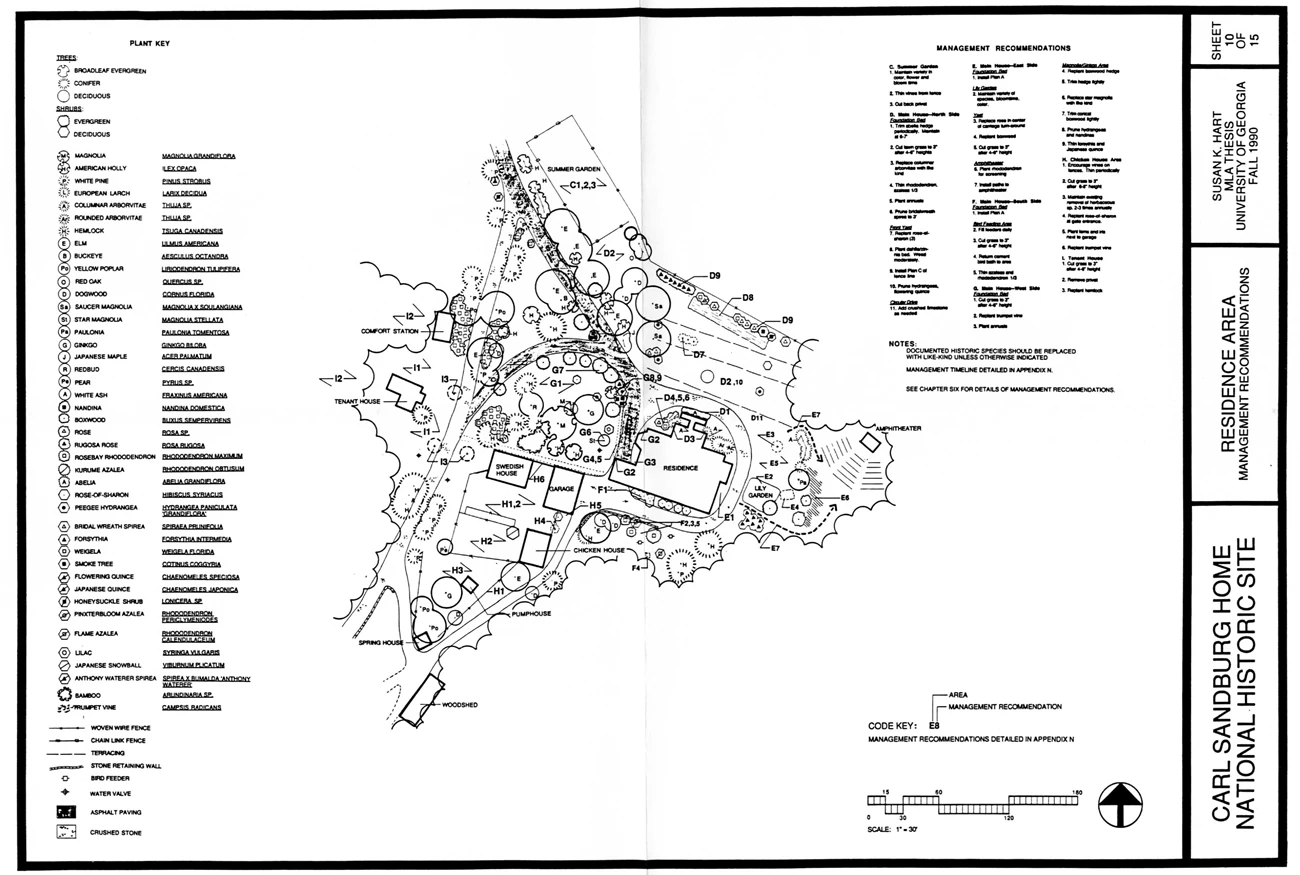 CARL1_044_007 160 Site plan with 1990 management recommendations of Carl Sandburg Home NHS