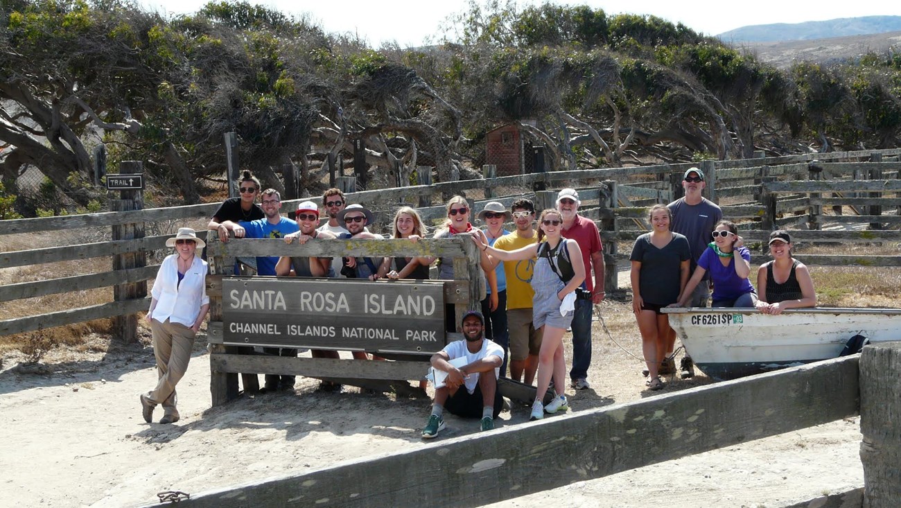 Robert Melnick and students during a design studio, Santa Rosa Island