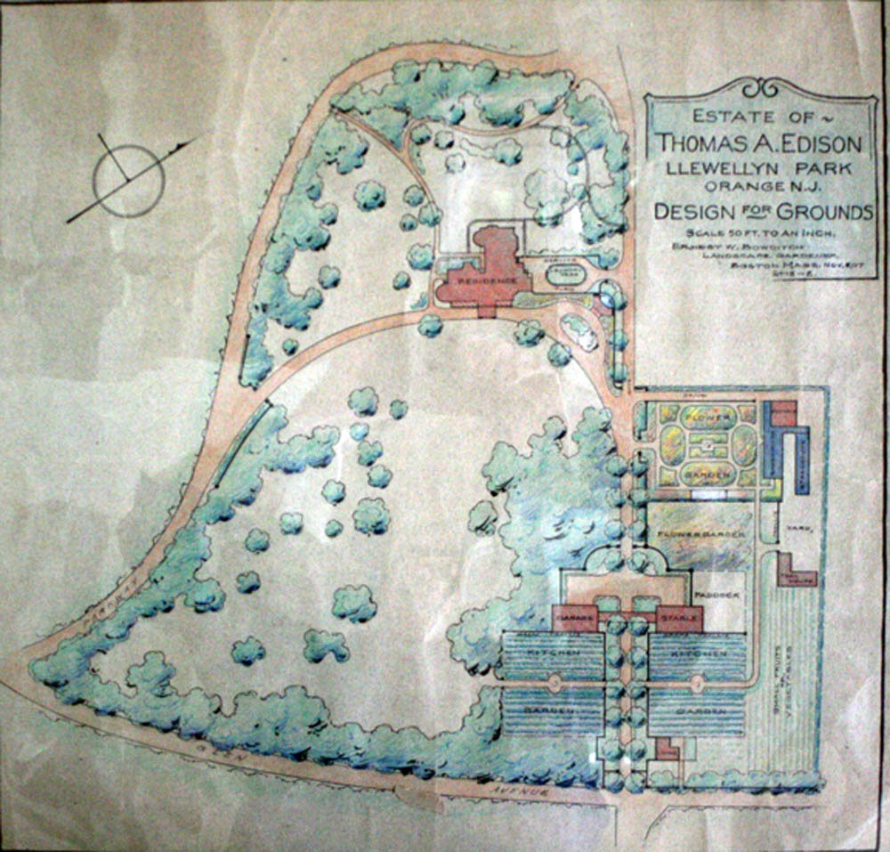 1907 Master Plan for the Glenmont Estate by Ernest Bowditch, "Design for Grounds"