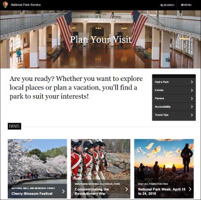 Screenshot of national Plan Your Visit page