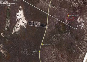 Roadside 1 and 2 fire location map.