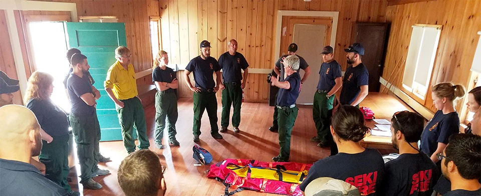 Firefighters learn from each other at a fire refresher. Firefighters learn from each other at a fire refresher.