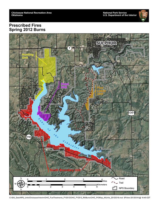 Burn unit map, spring 2012. Map of burn area in park