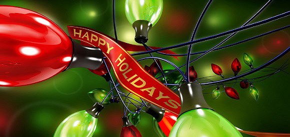 Holiday lights and ribbon