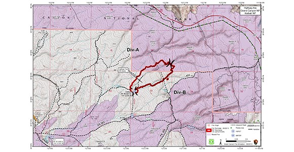 GRCA Fire Map 2013 Map of fire perimeter in and near Grand Canyon National Park.