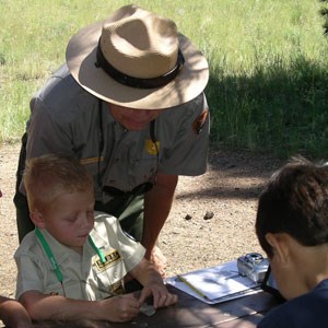 National Fossil Day educationn ranger teaching kids