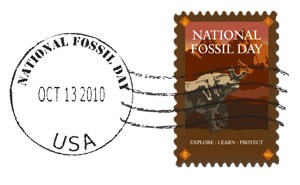 illustration National Fossil Day stamp with postmark