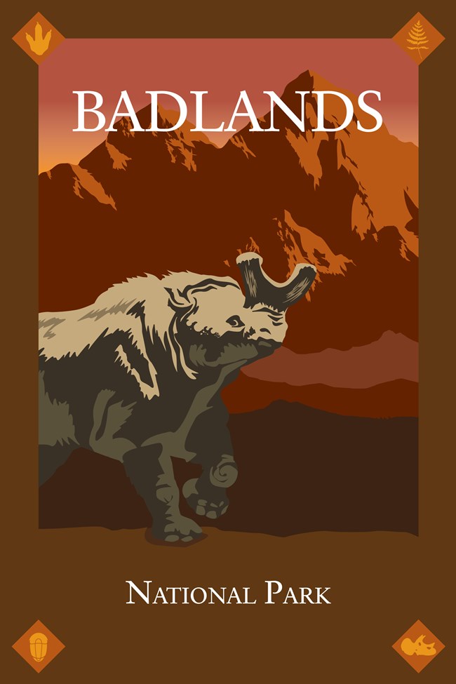 Art poster of a titanothere