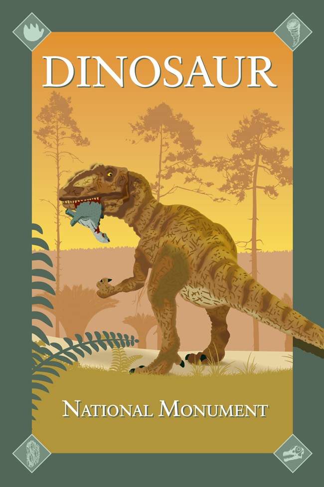 DINO_Poster Art poster of a large dinosaur standing on two legs
