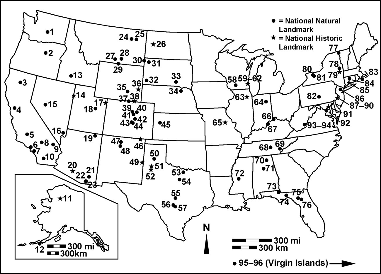 map with numbered locations