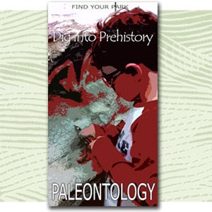 find_your_park_paleo_300-Recovered_1.jpg Find Your Park illustration child cleaning a fossil, text "Dig into prehistory paleontology"