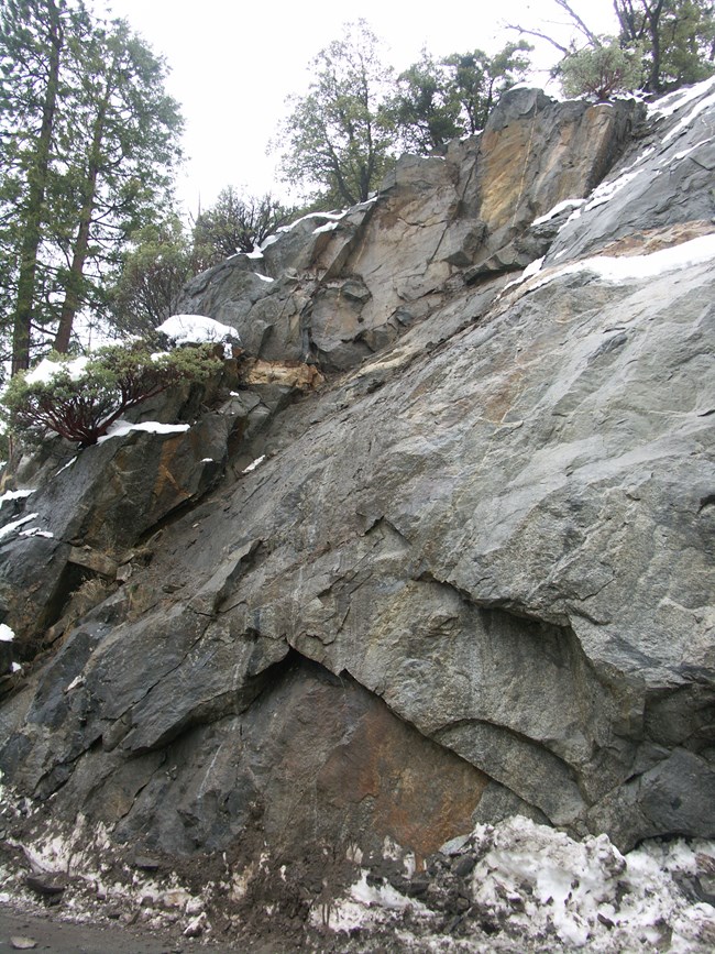 Photo of a low rock cliff.
