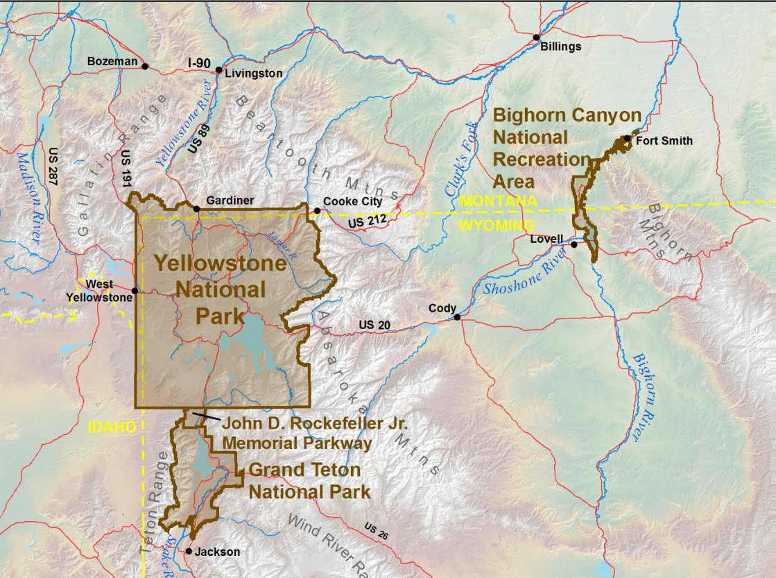 map of yellowstone region