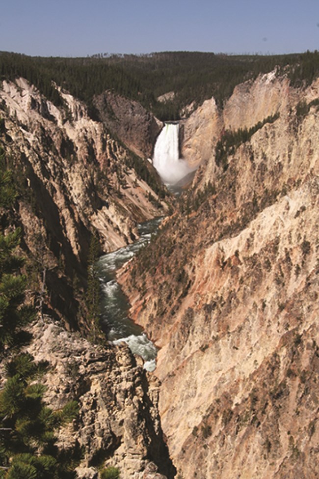 grand canyon of the yellowstone with river and waterfall