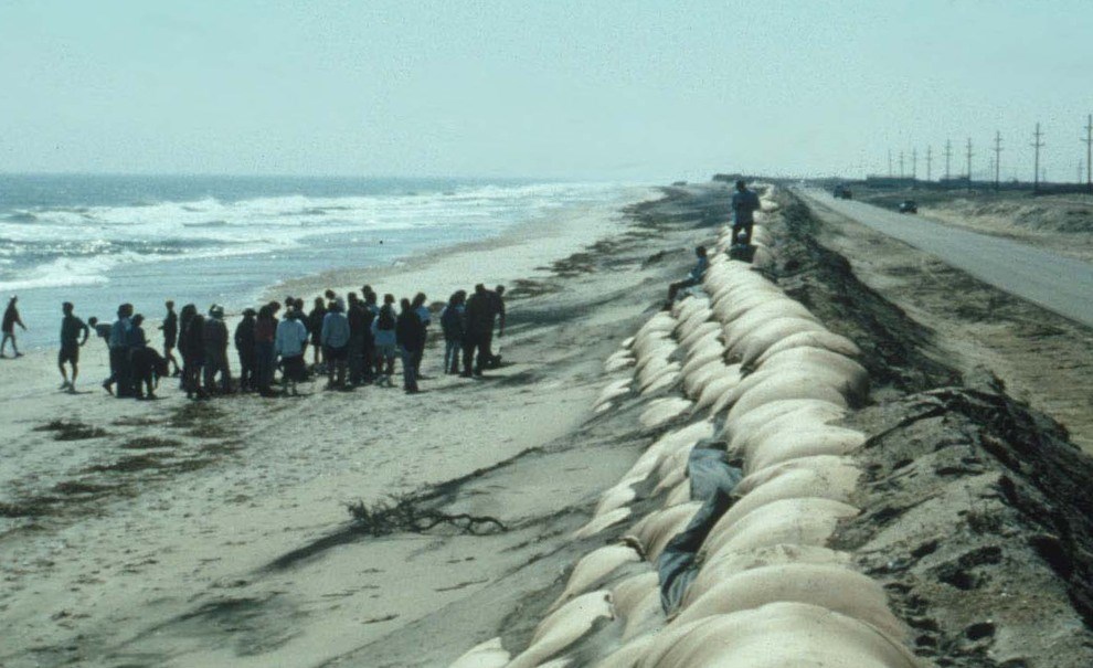 Storms_Response_Manage03 Berms built in an attempt to protect road surface in Cape Hatteras National Seashore, North Carolina.