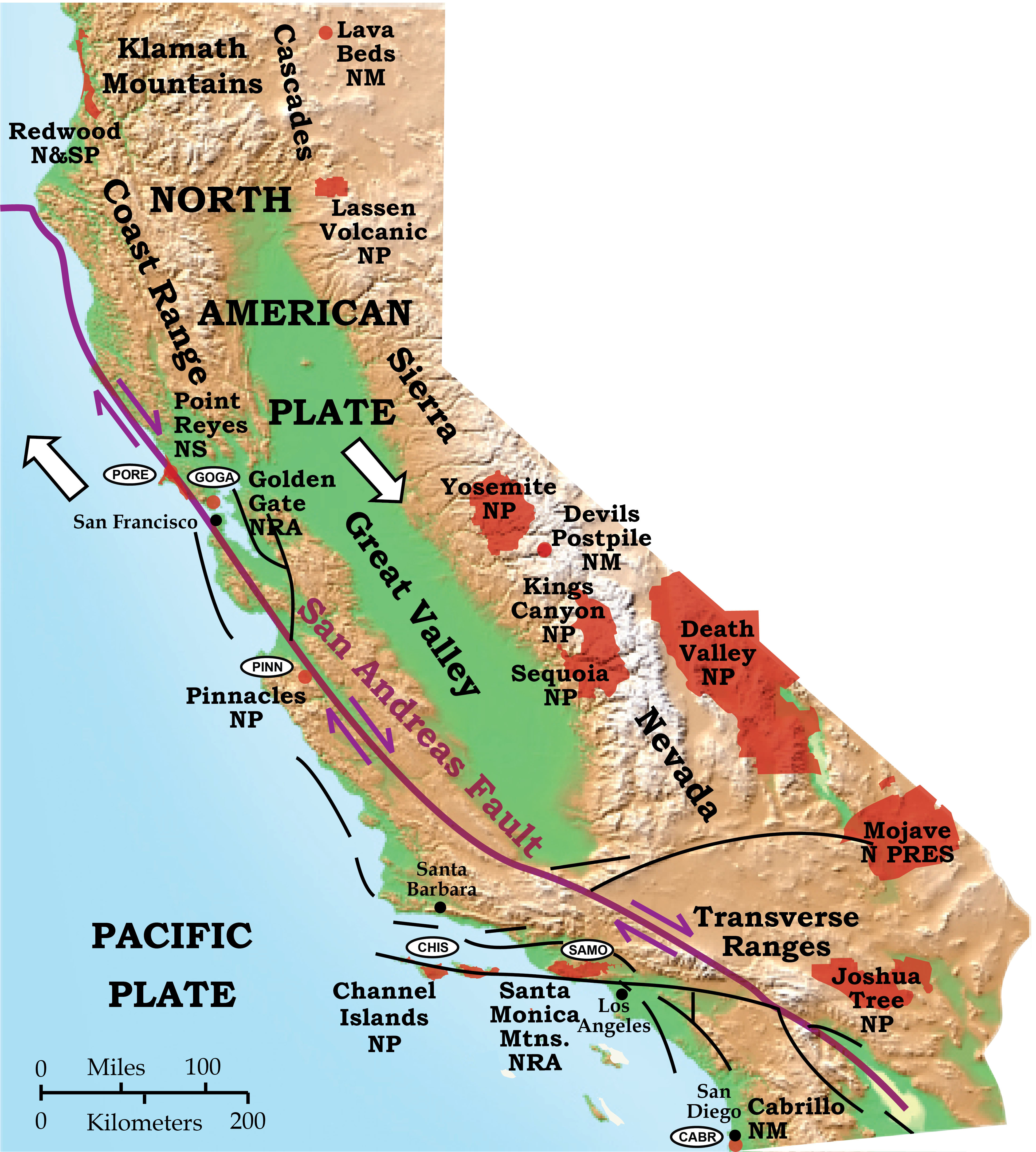 California Relief Map Without Text 10x 